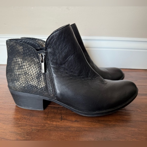Lucky Brand Black Ankle Boots with Snakeskin Detail-Size 8.5 - Picture 1 of 14